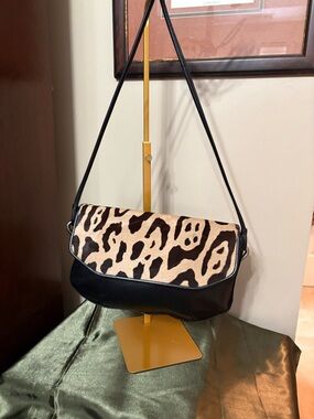 Vintage Neiman Marcus Italian leather pony hair leopard clutch crossbody